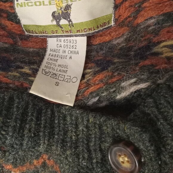 Point Zero Nicole Benisti Cardigan Designed Pattern 100 % Wool Size S - Picture 6 of 6